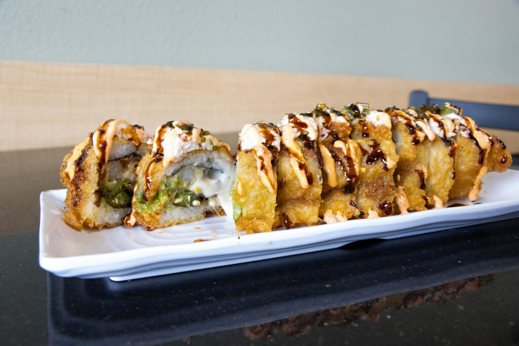 A freshly prepared dish at The Bowl Sushi & Grill